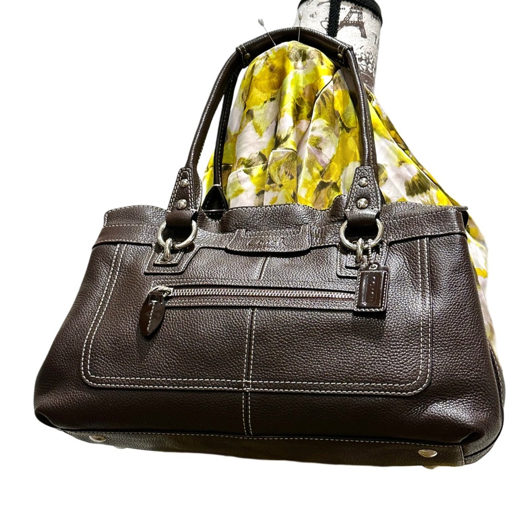 COACH PENELOPY PEBBLED LEATHER Dark Chocolate Shoulder Bag EUC 14 X 9X4X7 - Picture 3 of 16